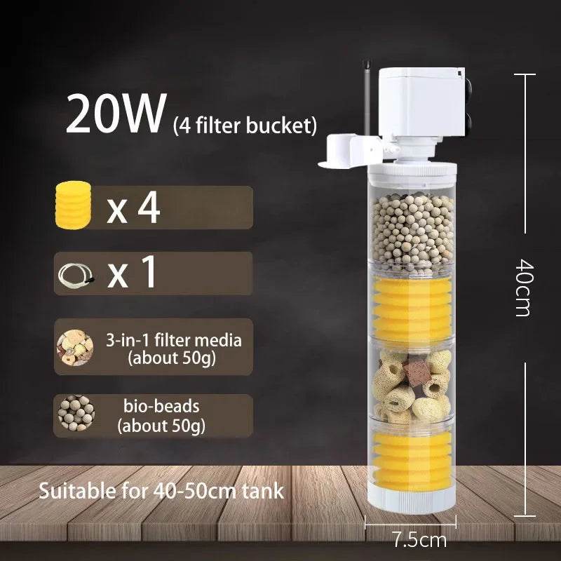 Filtre silencieux 220V 50Hz pour Aquarium, tortue, poisson, pompe à eau Submersible, Bio éponge, écumoire, fabricant de vagues, accessoires de filtres - Animaleriex