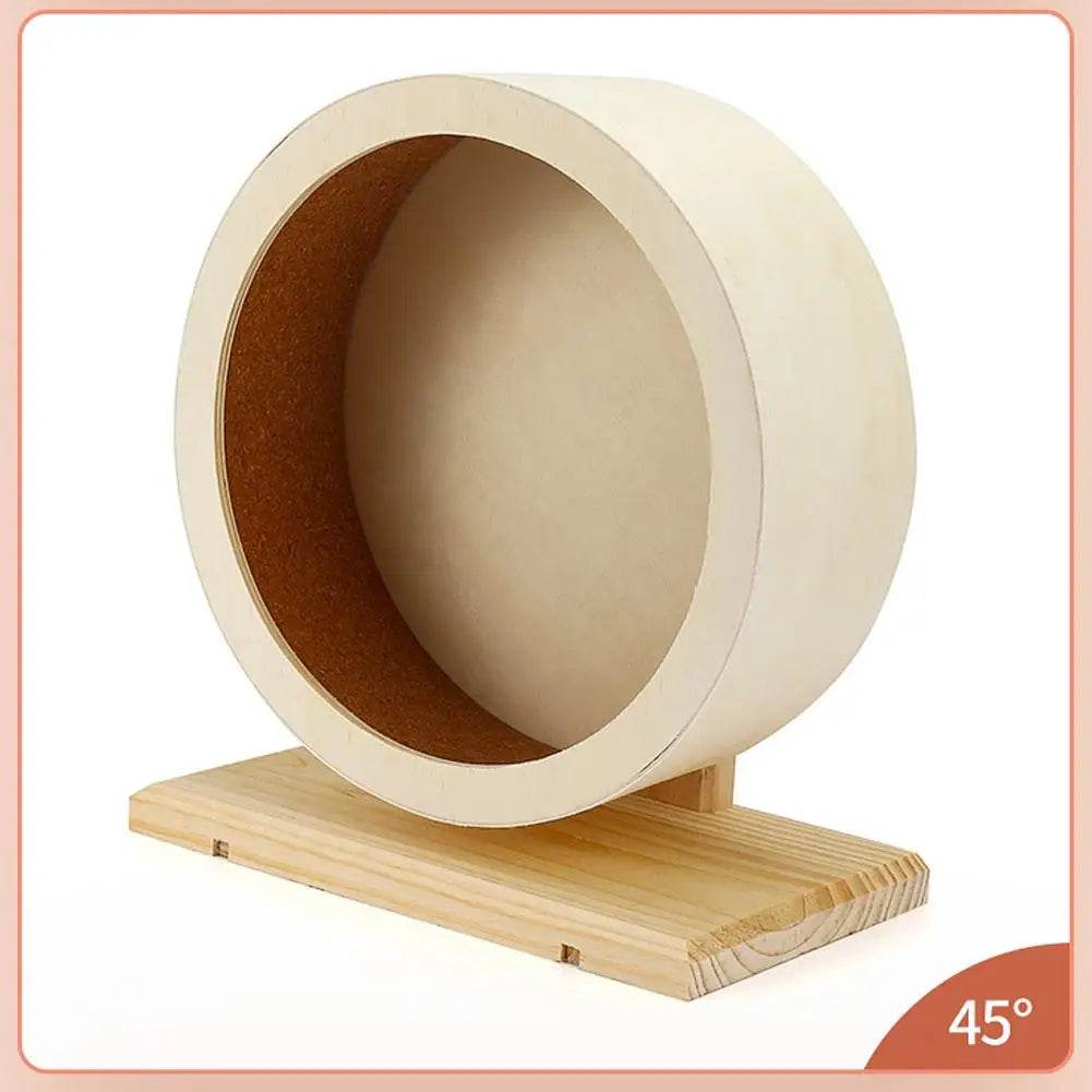 Roue de course pour Hamster, ours doré, support de ceinture en bois muet avec coussin en liège, rouleau de sport, ours doré, aménagement paysager, fournitures pour animaux de compagnie - Animaleriex