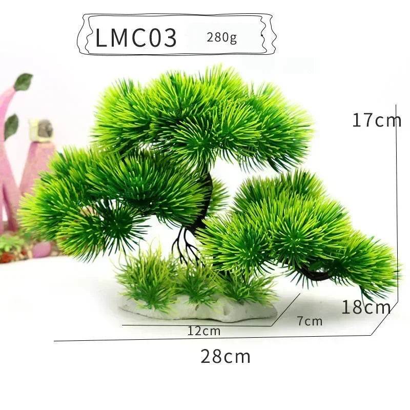 Ornements d'aquarium, plantes de Simulation, décorations d'aménagement paysager d'aquarium, plantes d'eau en plastique, fleurs, arbres, roches, accessoires - Animaleriex