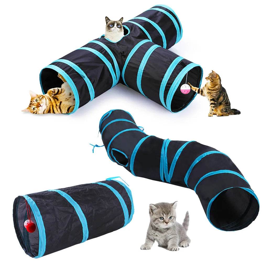 Tunnel pour chat, fournitures pour animaux de compagnie, Tunnel de jeu S T Pass pliable, jouet pour chat, baril de forage respirant pour papier fort d'intérieur - Animaleriex
