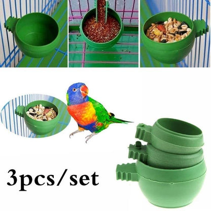 Mini bol d'eau et de nourriture en plastique vert pour perroquets, 3 pièces/ensemble, mangeoire en plastique pour oiseaux, Pigeons, Cage, tasse de sable, outil d'alimentation, accessoire - Animaleriex
