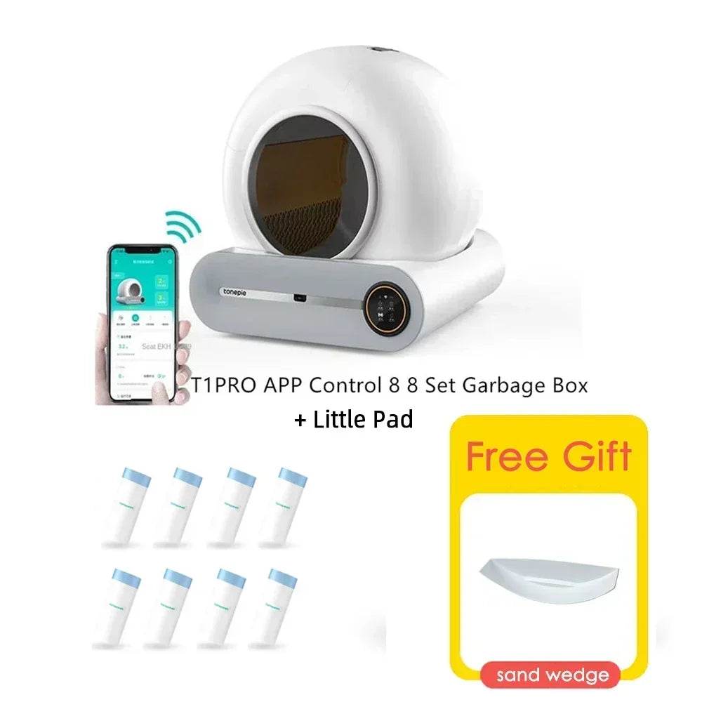 Tonepie Smart Automatique Chat Toilettes Autonettoyantes Toilettes Pour Animaux De Compagnie Entièrement Fermées Versions Anglaises 65L - Animaleriex