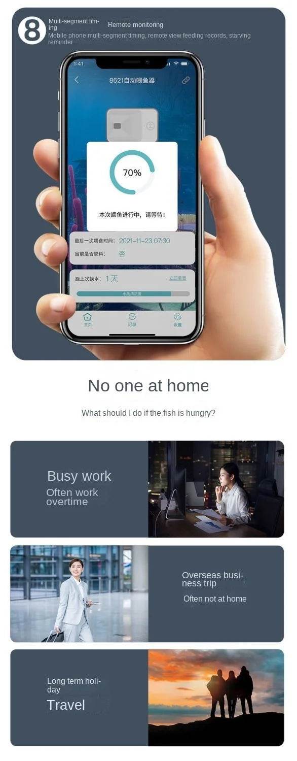 Alimentation automatique pour Aquarium, synchronisation/Wifi, sans fil, application pour téléphone Intelligent, haut-parleur Intelligent, télécommande vocale, alimentation des poissons - Animaleriex