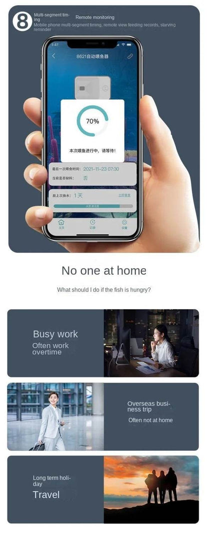 Alimentation automatique pour Aquarium, synchronisation/Wifi, sans fil, application pour téléphone Intelligent, haut-parleur Intelligent, télécommande vocale, alimentation des poissons - Animaleriex