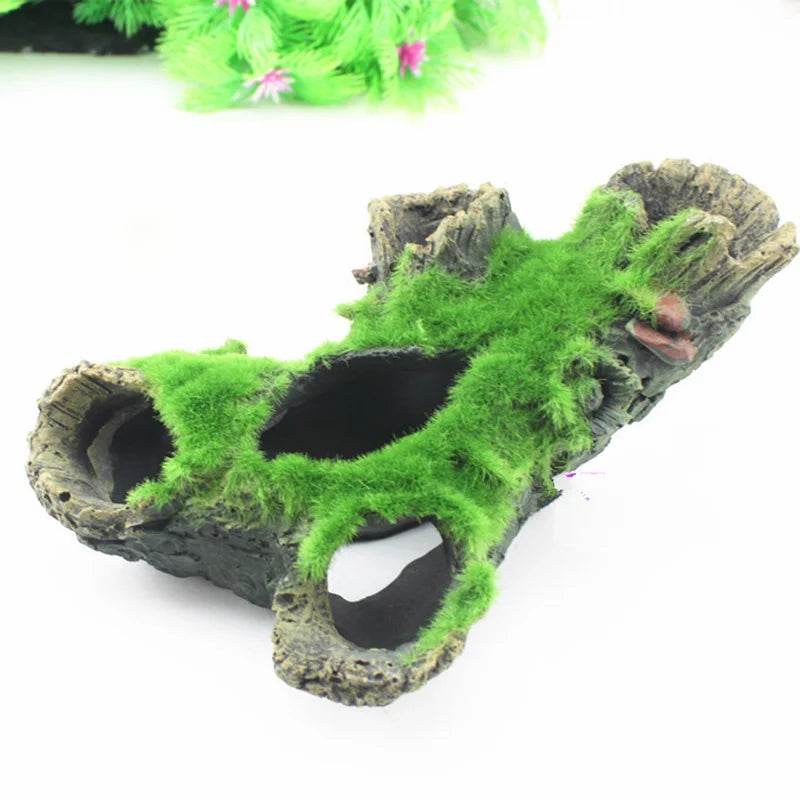 Résine de décoration de tronc d'arbre d'aquarium, décoration d'aquarium pour cacher les crevettes et les poissons, paysage de roche, grotte de cachette - Animaleriex