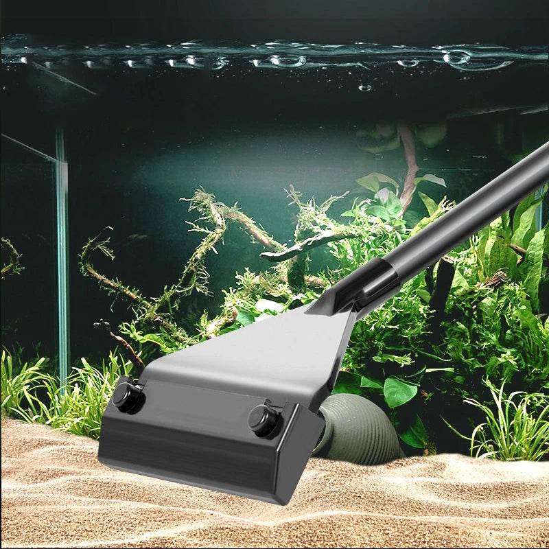 Outil de nettoyage d'aquarium, outil de nettoyage d'aquarium, élimination du sable plat et des algues, grattoir d'élimination des algues en verre à double usage avec 5 lames - Animaleriex