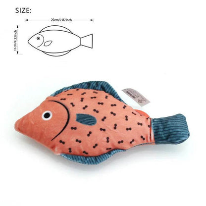 Jouet de Simulation 3D poisson herbe-aux-chats, jouet interactif en peluche pour chaton, morsure à mâcher, oreiller, fournitures pour animaux de compagnie - Animaleriex