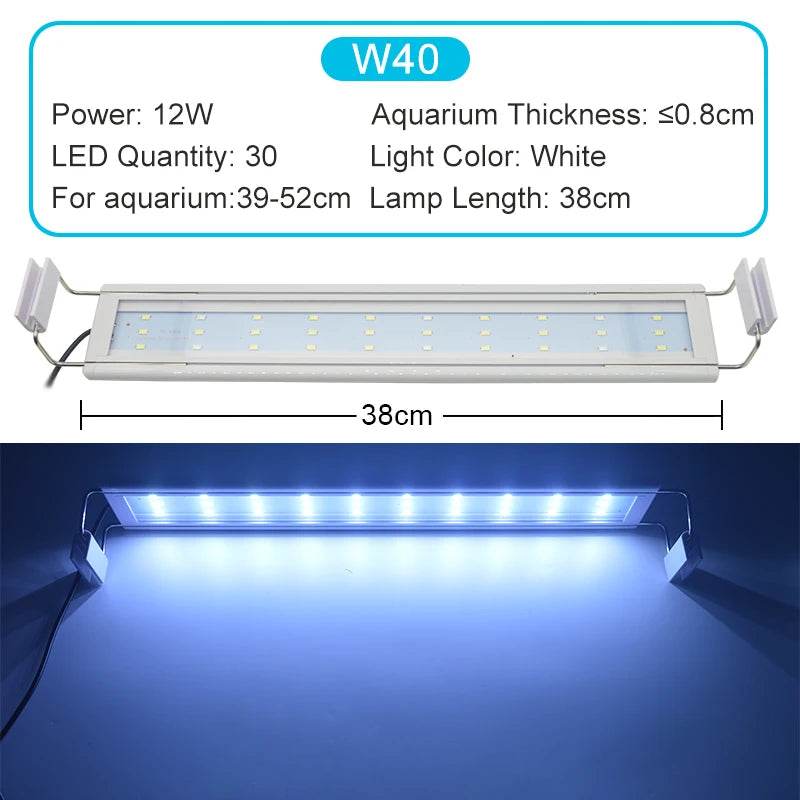 Lumière LED pour Aquarium Super mince Aquarium plante aquatique grandir éclairage étanche lumineux pince lampe bleu LED 18-72 cm pour plantes 220 v - Animaleriex