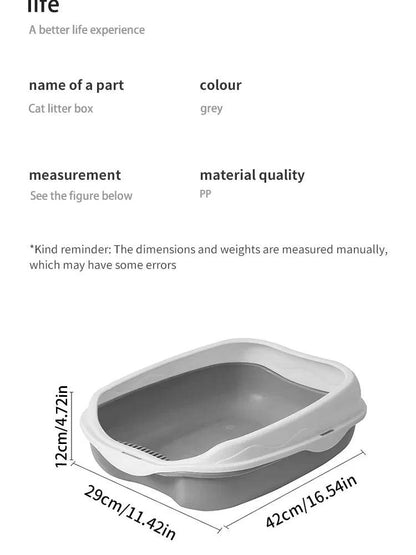 Bac à litière Semi-fermé, toilettes anti-éclaboussures pour chat, fournitures de nettoyage pour grands chatons, grand bol à excréments pour animaux de compagnie - Animaleriex