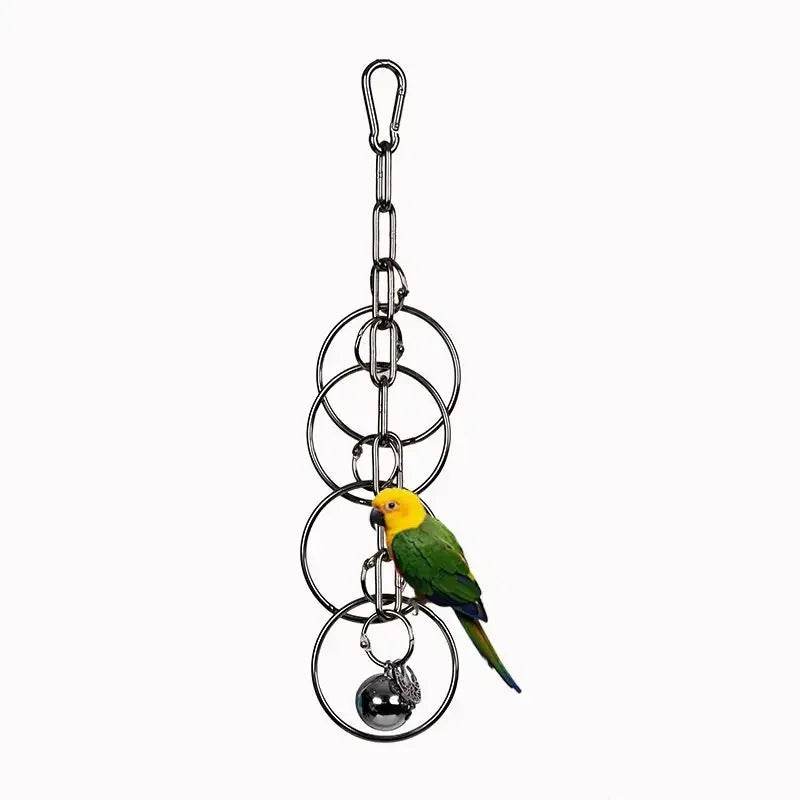 Jouet perroquet en acier inoxydable 304, escalade, grand diamant de taille moyenne, Machine grise, Puzzle, Cage à oiseaux, présentoir suspendu - Animaleriex