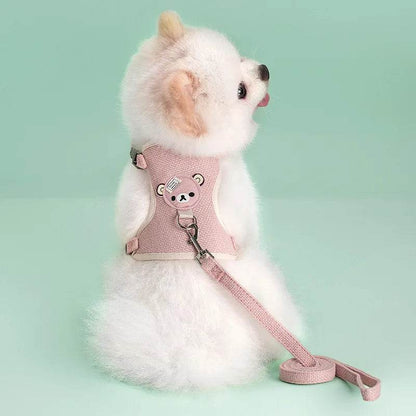 Ensemble de laisse de harnais pour animaux de compagnie, mignon, pour petits chiens de taille moyenne, chat, laisse de marche, Chihuahua, lapin, gilet, harnais, collier de caniche, accessoires pour chiens - Animaleriex