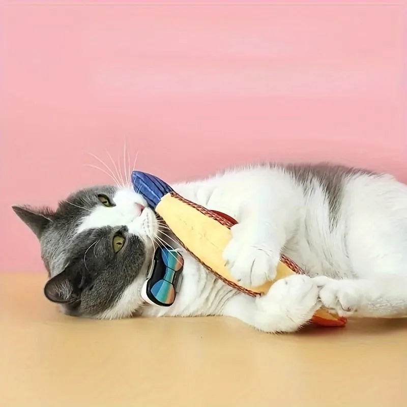 Jouet de Simulation 3D poisson herbe-aux-chats, jouet interactif en peluche pour chaton, morsure à mâcher, oreiller, fournitures pour animaux de compagnie - Animaleriex