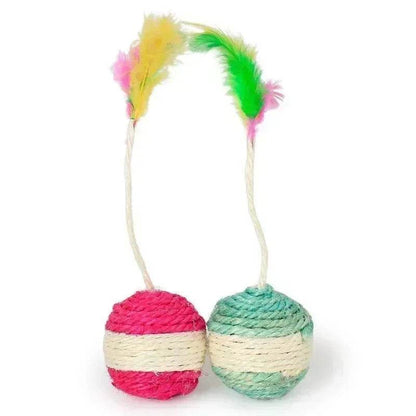 Jouets pour animaux de compagnie, boule à gratter en Sisal, jouet interactif d'entraînement pour chaton, fournitures pour animaux de compagnie, jouet en plumes, jouets interactifs pour chats, 1 pièce - Animaleriex