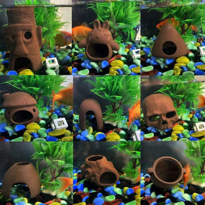 Décoration d'aquarium en céramique, abri pour poissons et crevettes, poterie, maison de Scorpion, Simulation de pierre, décor d'aquarium idéal - Animaleriex