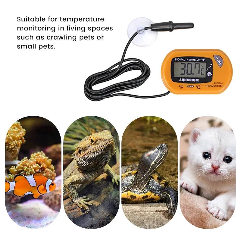 Thermomètre numérique LCD pour Aquarium, compteur de température et d'eau, détecteur de température, alarme de poisson, fournitures pour animaux de compagnie, outil aquatique - Animaleriex
