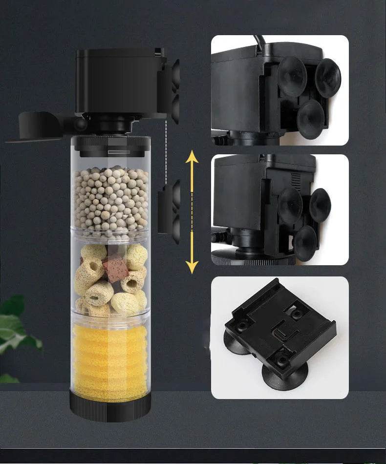 Filtre silencieux 220V 50Hz pour Aquarium, tortue, poisson, pompe à eau Submersible, Bio éponge, écumoire, fabricant de vagues, accessoires de filtres - Animaleriex