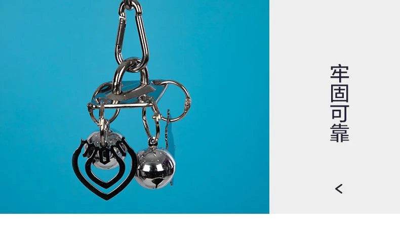 Jouet perroquet en acier inoxydable 304, escalade, grand diamant de taille moyenne, Machine grise, Puzzle, Cage à oiseaux, présentoir suspendu - Animaleriex