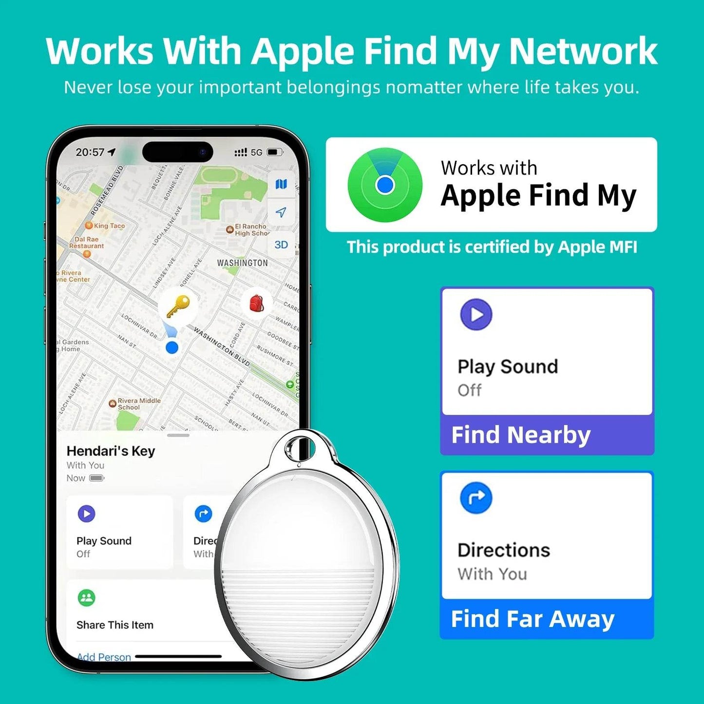 Mini traqueur GPS pour système Apple iOS, trouver mon application, étiquette d'air, recherche d'enfant, sac de vélo pour animaux de compagnie, traqueur de perte, Bluetooth intelligent, airtag - Animaleriex