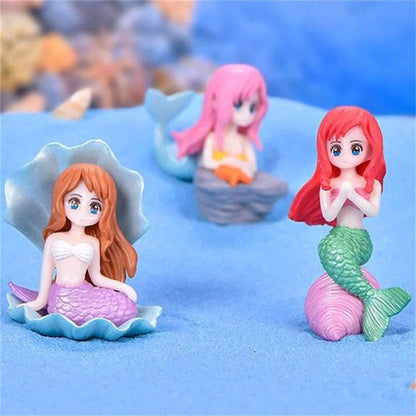 Décoration d'aquarium en plastique, petite sirène, Figurines miniatures, décoration de gâteau à faire soi-même, accessoires artisanaux de bureau - Animaleriex