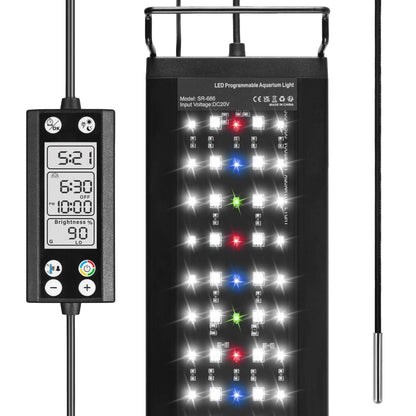 Lumière d'aquarium Programmable avec moniteur LCD et thermomètre pour plantes aquatiques, fonction mémoire, lampe LED à Cycle 24/7 - Animaleriex