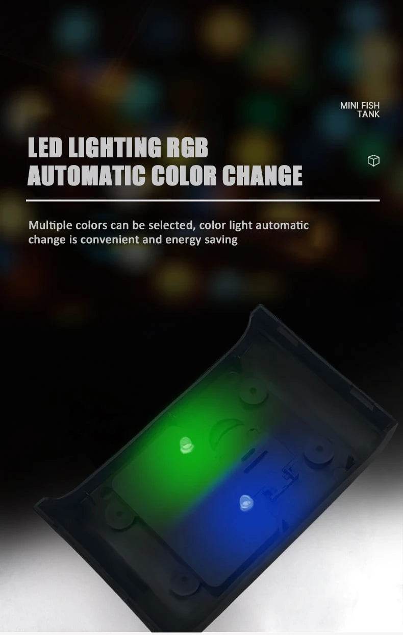 Transparent petit Aquarium créatif lumière LED Aquarium poissons blocs de construction isolé boîte réservoir pour reproduire l'alimentation Betta poisson rouge - Animaleriex