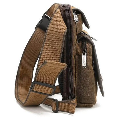 Sac banane en toile pour l'extérieur, unisexe, tactique, hanche, moto, vélo, épaule, cyclisme, multi-poches, taille décontractée, étanche - Animaleriex