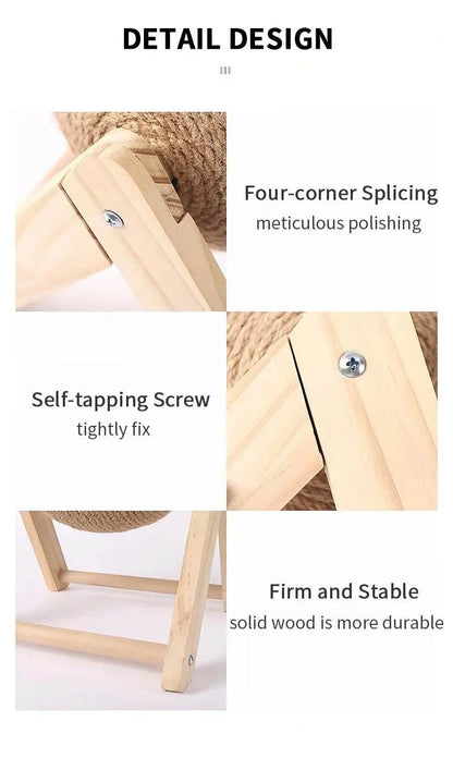 Cratchers pour chats, jouets en boule de Sisal et de bois, Triangle Stable pour chats, objets d'intérieur robustes, grattage frais sur support, rotation - Animaleriex