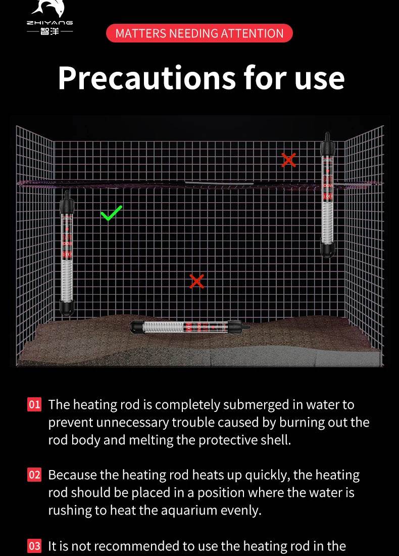 Tige chauffante à Thermostat à température réglable 110v-220v, 25W 50W 100W 200W 300W, Submersible pour Aquarium, réservoir de poissons, chaleur de l'eau - Animaleriex