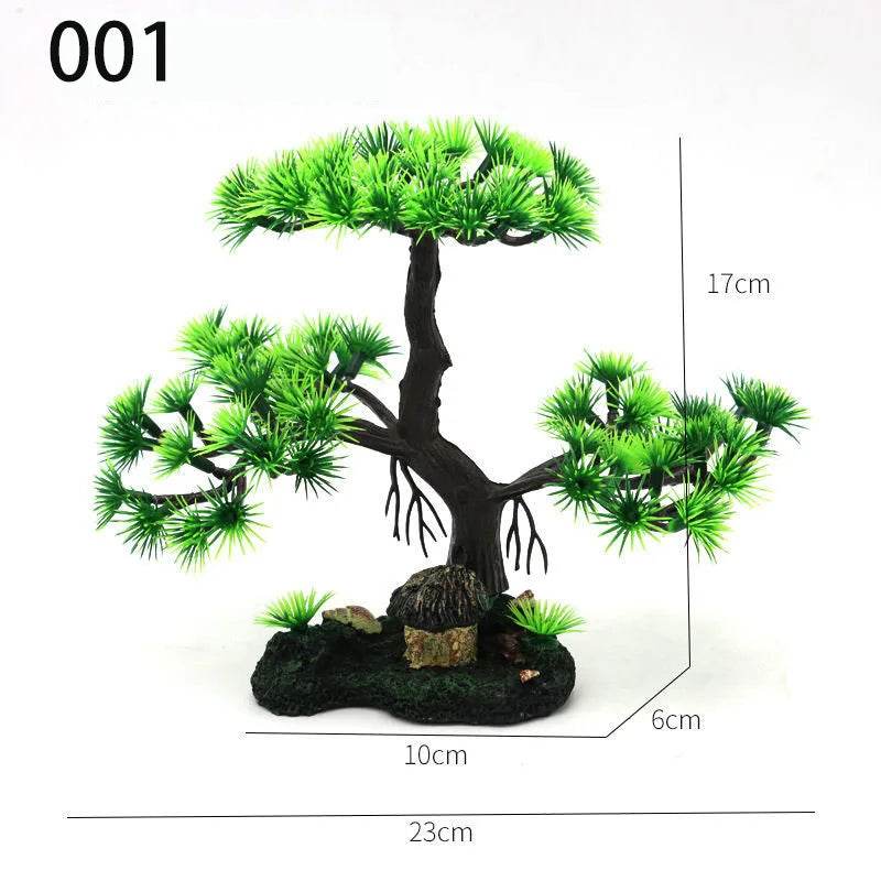 Ornements d'aquarium, plantes de Simulation, décorations d'aménagement paysager d'aquarium, plantes d'eau en plastique, fleurs, arbres, roches, accessoires - Animaleriex