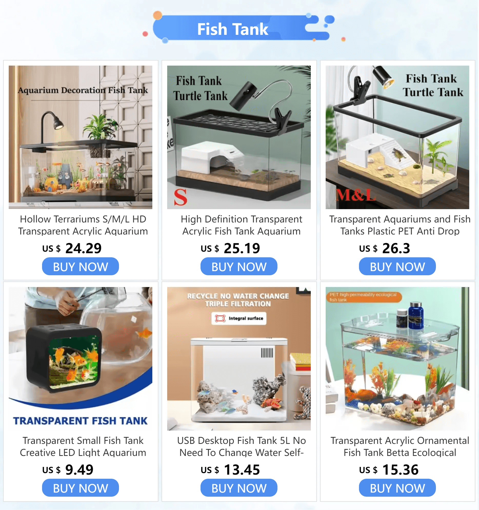 Transparent petit Aquarium créatif lumière LED Aquarium poissons blocs de construction isolé boîte réservoir pour reproduire l'alimentation Betta poisson rouge - Animaleriex