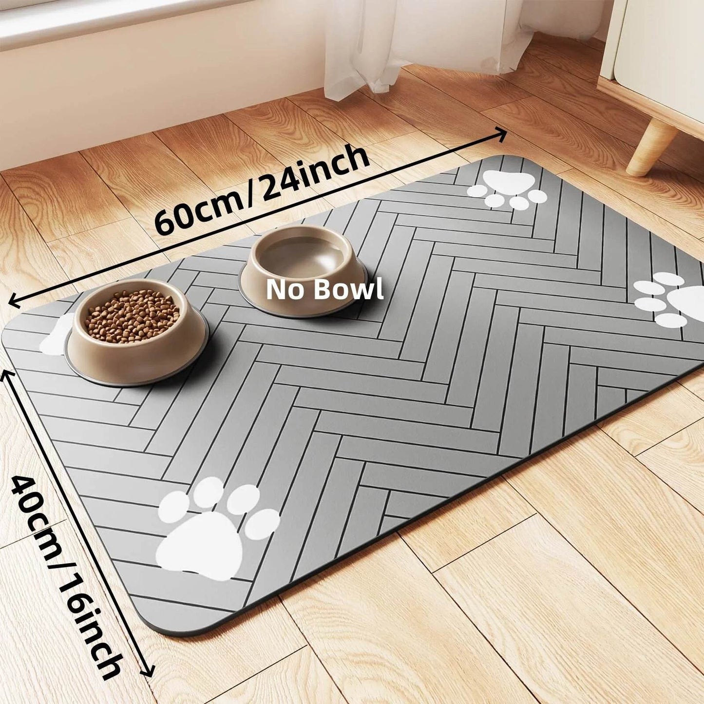 Tapis d'alimentation pour animaux de compagnie, napperon absorbant pour bol de nourriture et d'eau, avec support en caoutchouc imperméable, tapis d'eau à séchage rapide pour chien et chat - Animaleriex