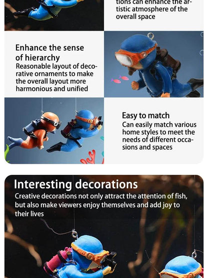 Ornement d'aquarium de plongée flottant – Décoration de plongeur sous-marin réaliste pour aquarium, ajoute du plaisir et du style à votre configuration aquatique. - Animaleriex