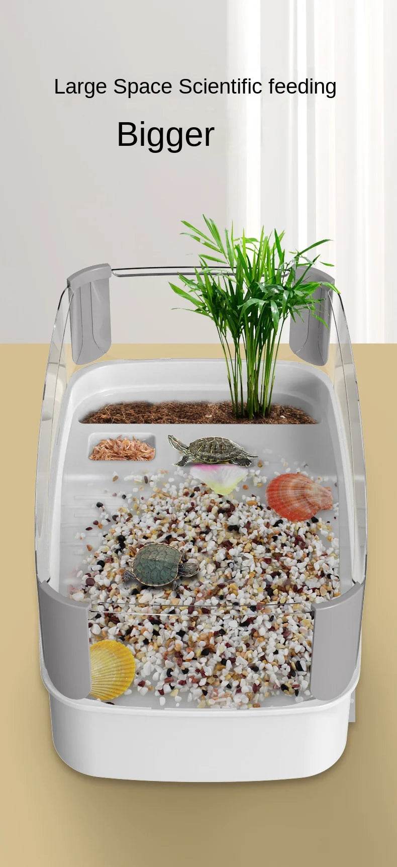 Réservoir de tortues en plastique transparent, avec zones pour la reproduction, l'alimentation, la natation, l'enclos intérieur, Cage pour tortues d'eau, habitat pour reptiles - Animaleriex