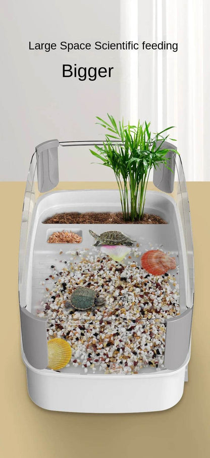 Réservoir de tortues en plastique transparent, avec zones pour la reproduction, l'alimentation, la natation, l'enclos intérieur, Cage pour tortues d'eau, habitat pour reptiles - Animaleriex