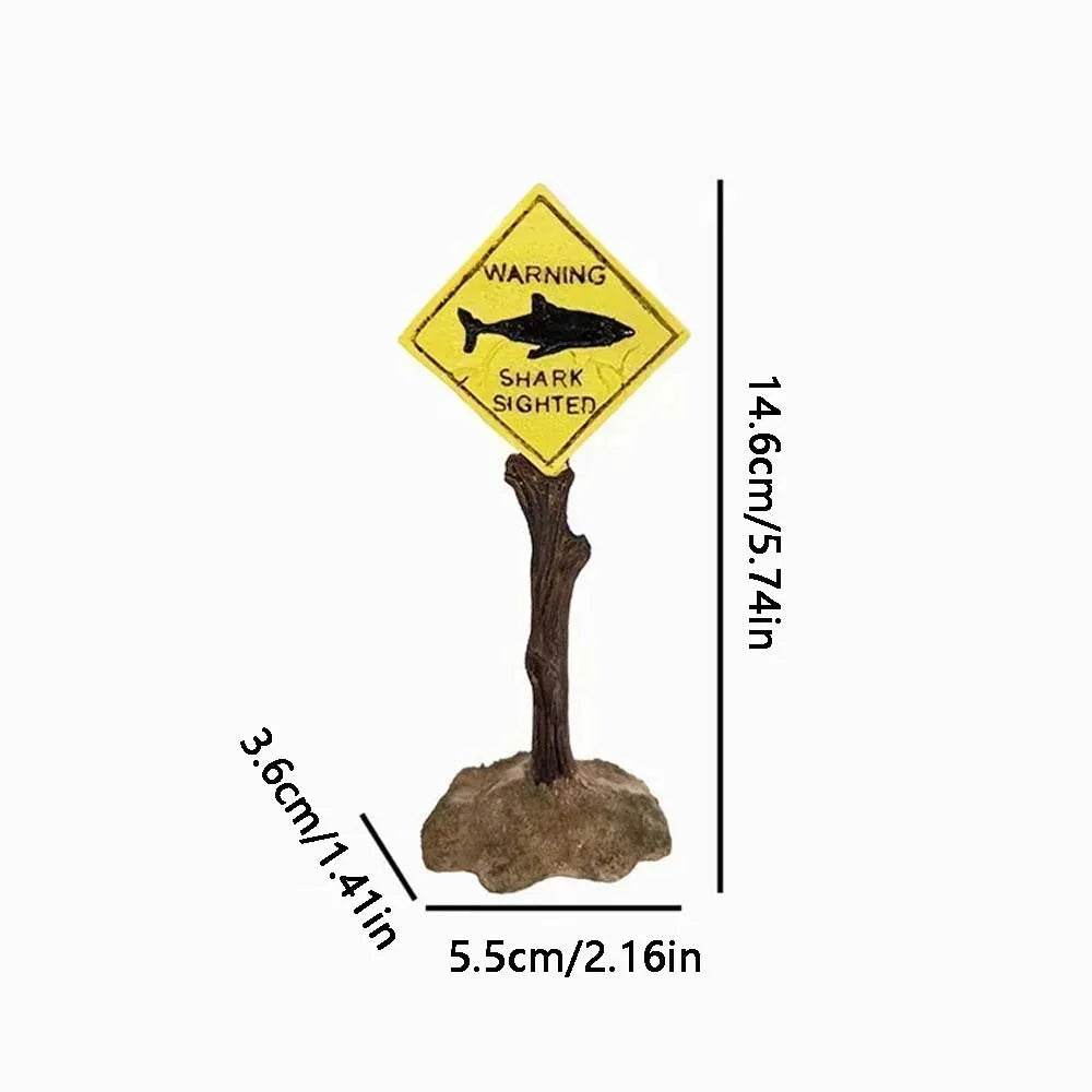 Décoration de paysage d'aquarium 1 pièce, panneau d'avertissement de requin jaune, décoration de paysage d'aquarium amusante - Animaleriex
