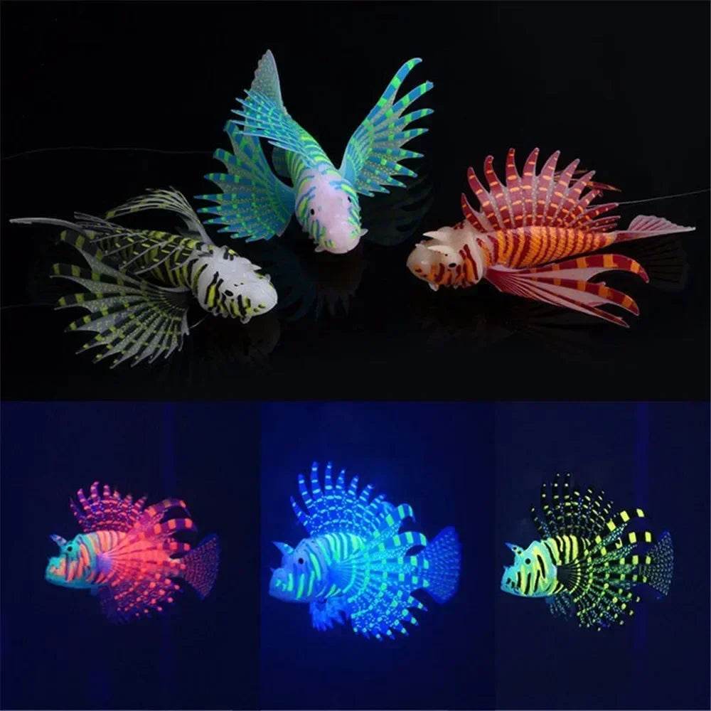 Aquarium artificiel lumineux, poisson-lion, paysage en Silicone, faux poisson flottant, lueur dans la nuit, ornement, décoration de la maison - Animaleriex