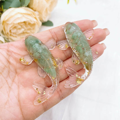 Figurine de poisson Koi porte-bonheur en pierre de cristal naturel, 2.3 pouces, Mini Quartz, Statue de carpe fantaisie, décoration de maison, ornement de bureau, cadeau - Animaleriex