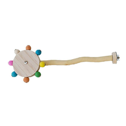 Jouet de perchoir amusant avec boules rotatives, support interactif en bois pour perroquets colorés, jouet de recherche de nourriture, moulin à vent rotatif pour tourtereaux - Animaleriex