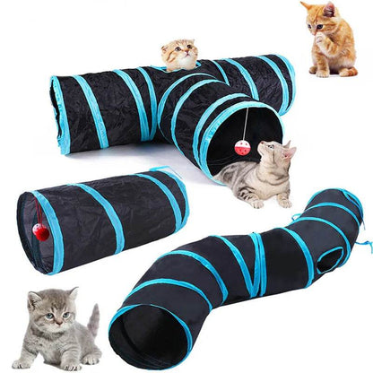 Tunnel pour chat, fournitures pour animaux de compagnie, Tunnel de jeu S T Pass pliable, jouet pour chat, baril de forage respirant pour papier fort d'intérieur - Animaleriex