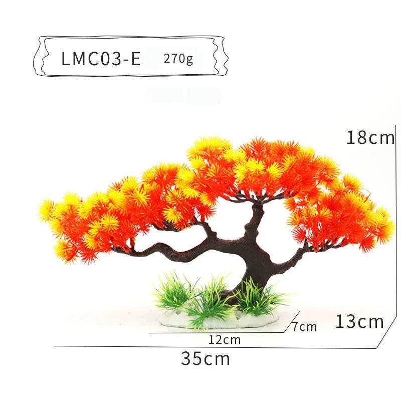 Ornements d'aquarium, plantes de Simulation, décorations d'aménagement paysager d'aquarium, plantes d'eau en plastique, fleurs, arbres, roches, accessoires - Animaleriex