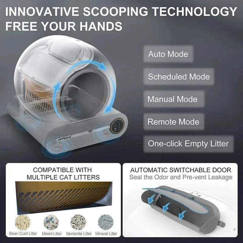 Tonepie Smart Automatique Chat Toilettes Autonettoyantes Toilettes Pour Animaux De Compagnie Entièrement Fermées Versions Anglaises 65L - Animaleriex