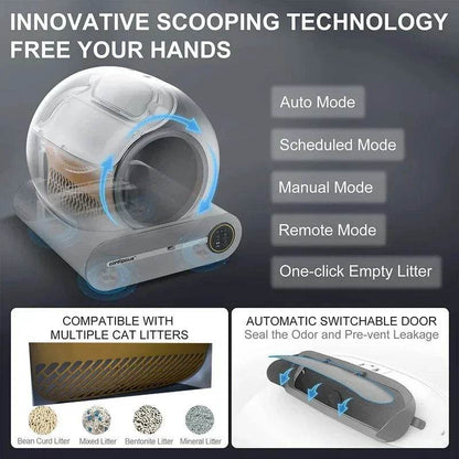Tonepie Smart Automatique Chat Toilettes Autonettoyantes Toilettes Pour Animaux De Compagnie Entièrement Fermées Versions Anglaises 65L - Animaleriex
