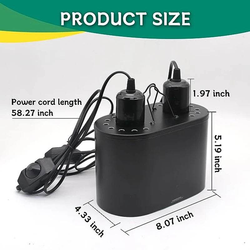 Lampe pour reptiles avec réglage de la température, éclairage thermique, lumière UVB avec interrupteurs indépendants pour serpent et tortue - Animaleriex
