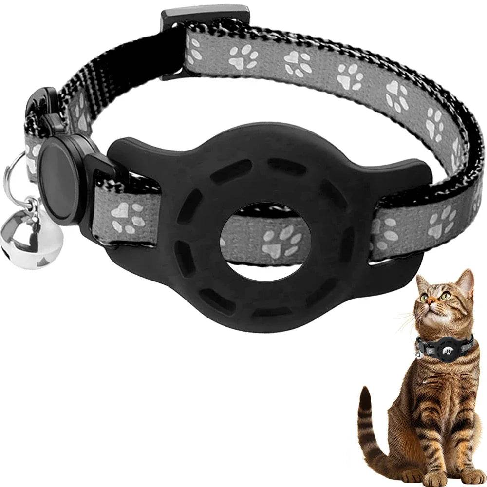 Collier pour chat AirTag avec cloches, collier pour chat à boucle de sécurité avec support Airtag, colliers anti-perte pour fille, garçon, chat, chiot - Animaleriex