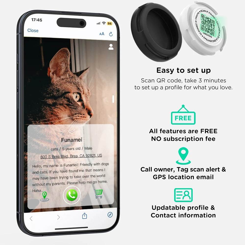 Collier de chat GPS Tracker avec étui Airtag et étiquette d'identification QR collier de chaton réfléchissant à double Protection pour chats Gatos chiot Air Tag chats - Animaleriex