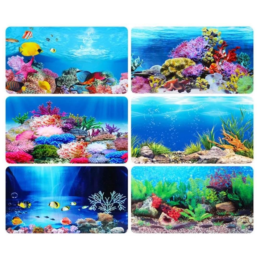 Autocollant 3D de fond d'aquarium, affiche de décoration d'aquarium, plantes d'océan, paysage Double face, accessoires d'ornement d'aquarium - Animaleriex