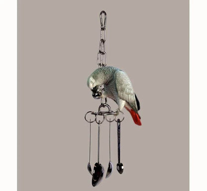 Jouet perroquet en acier inoxydable 304, escalade, grand diamant de taille moyenne, Machine grise, Puzzle, Cage à oiseaux, présentoir suspendu - Animaleriex