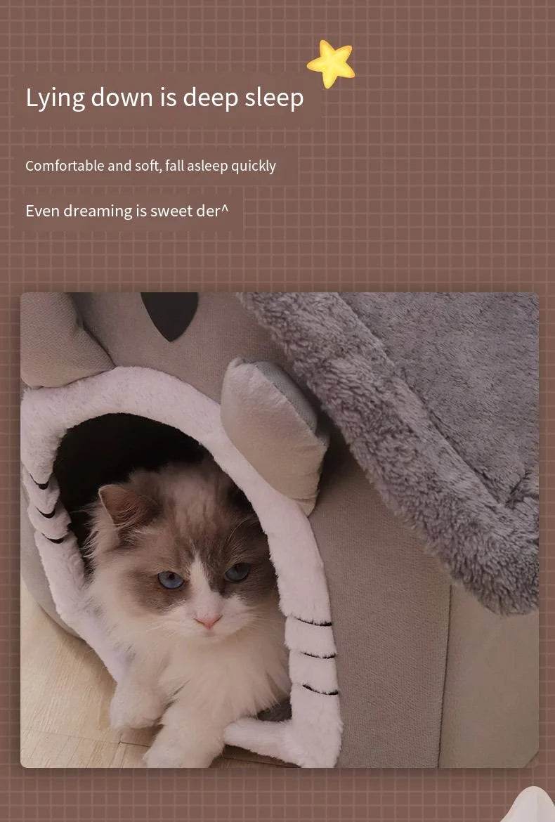 Niche d'intérieur lavable pour chat et chien, toutes saisons, coussin doux et amovible, niche pour animaux de petite et moyenne taille, fournitures durables pour animaux de compagnie - Animaleriex