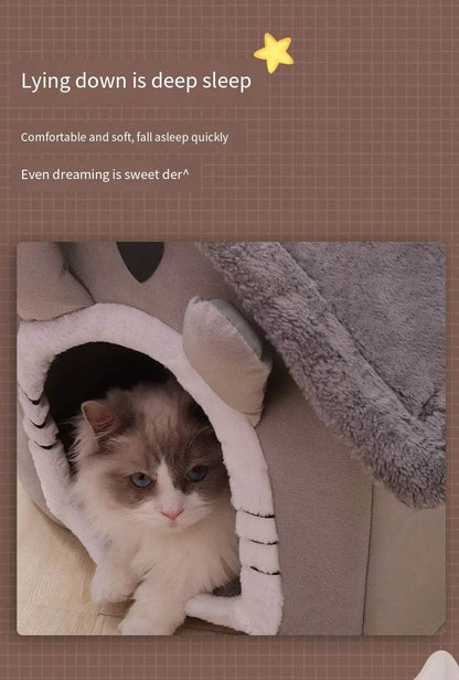 Niche d'intérieur lavable pour chat et chien, toutes saisons, coussin doux et amovible, niche pour animaux de petite et moyenne taille, fournitures durables pour animaux de compagnie - Animaleriex