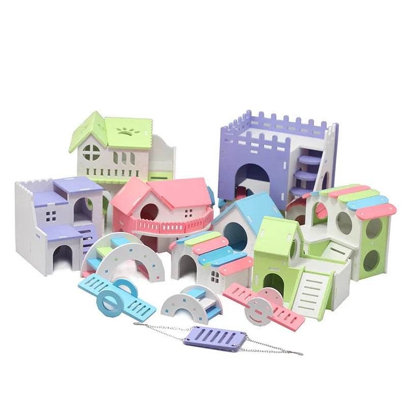 Jouet coulissant pour Hamster assemblé, cochon d'inde, ours doré, nid de maison de Hamster respirant et amusant, Chinchillas, jouet d'exercice pour Hamster, accessoire - Animaleriex